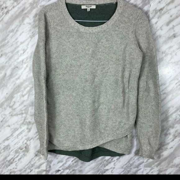 Madewell Feature Sweater in Colorblock - Size Extra Small - Faux Wrap, Textured - Picture 4 of 11